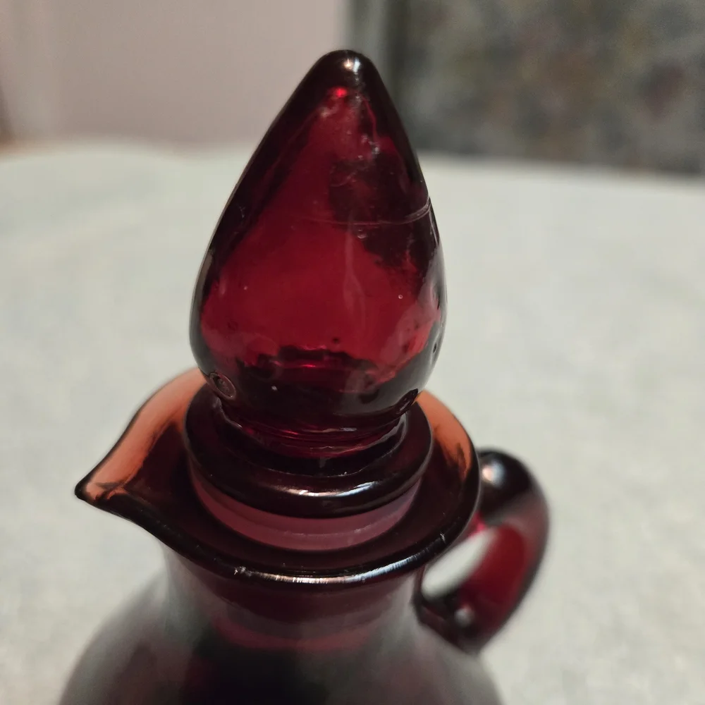 Vintage AVON RUBY RED GLASS CRUET STRAWBERRY BATH FOAM 4 OZ Glass Only